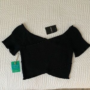 Black off the shoulder crop top